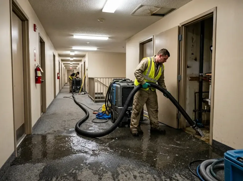 multi-unit-apartment-hallway-f-005 — frequently asked questions, Emergency Burst Pipe Water Extraction & Removal in La Ciene…